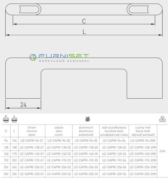 Мебельная ручка GTV CAPRI C-128 мм Инокс (UZ-CAPRI-128-06) - фото 4 Мебельная ручка GTV CAPRI C-128 мм Инокс (UZ-CAPRI-128-06) - фото 4