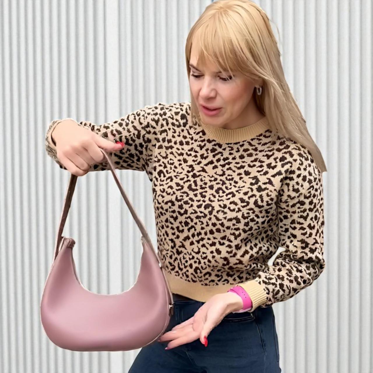 Сумка багет женская и кошелек из экокожи 2в1 Темно-пудровый (2614674745) - фото 2