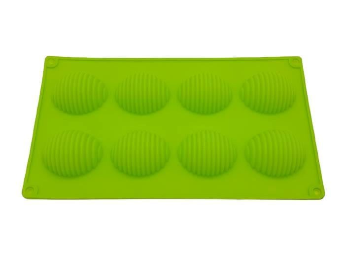 Форма кондитерская для выпечки печенья Рифленая полусфера силиконовая 8 шт. 28x16x2,5 см/5,5x4 H 2 (18376)