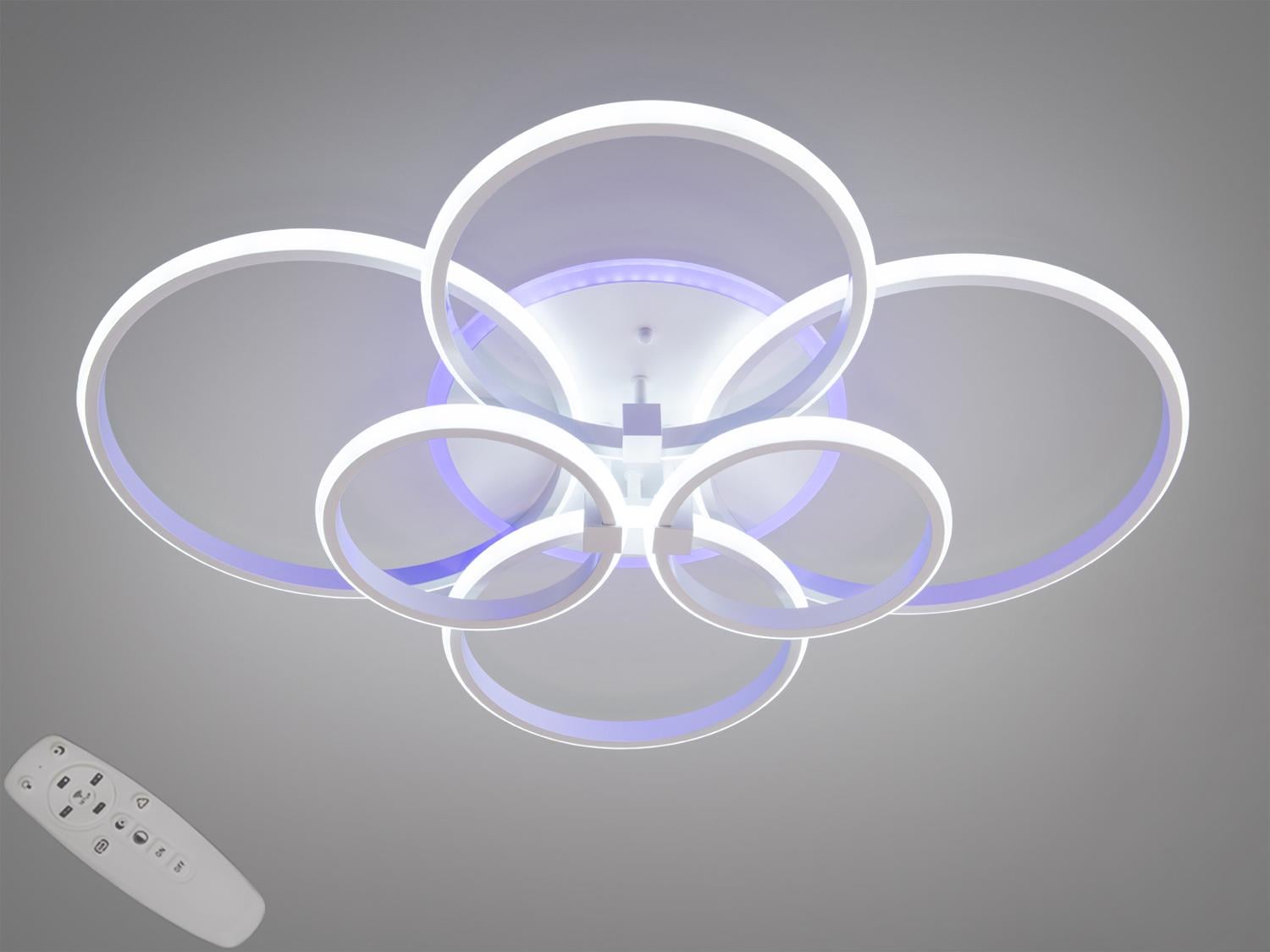 Люстра LED потолочная Diasha 6 колец/пульт 135W 2526/6WH 3col dim Белый Люстра LED потолочная Diasha 6 колец/пульт 135W 2526/6WH 3col dim Белый