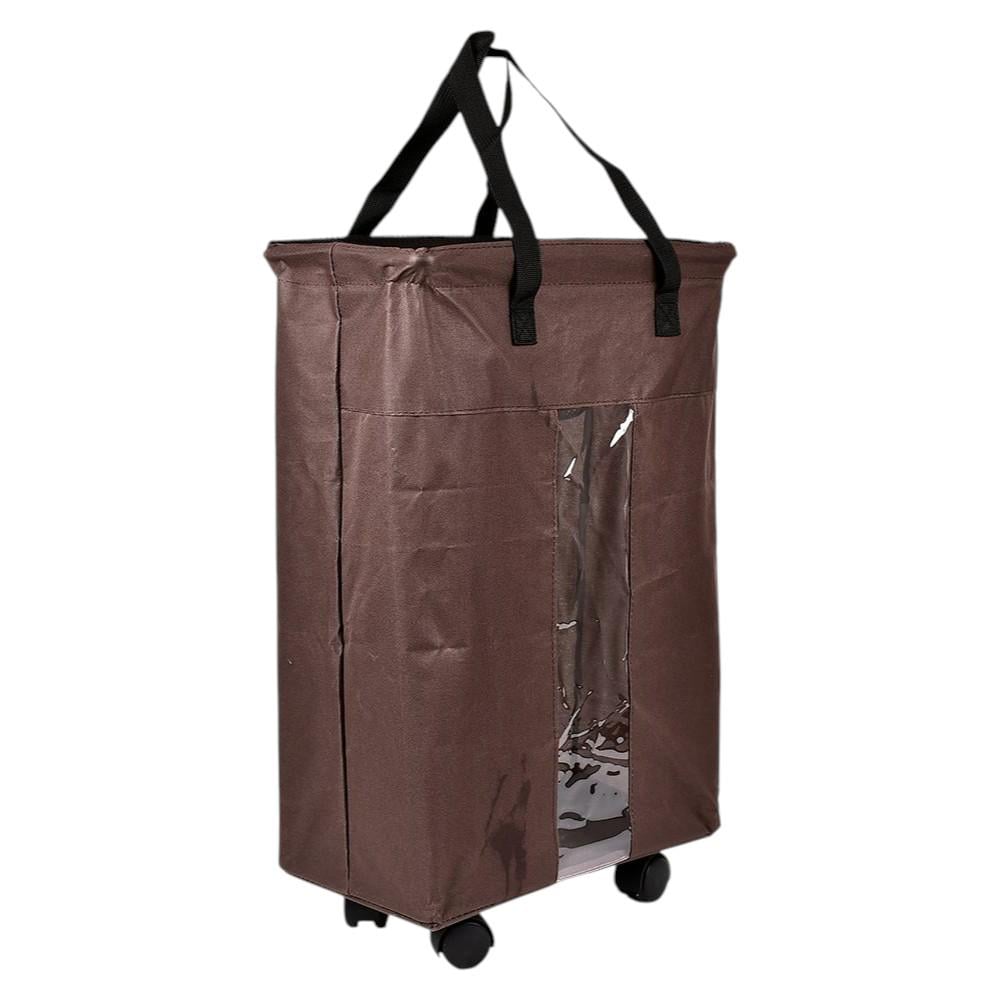 Корзина для белья с ручками R100697 на колесах 35х20х56 см Коричневый (34964920)