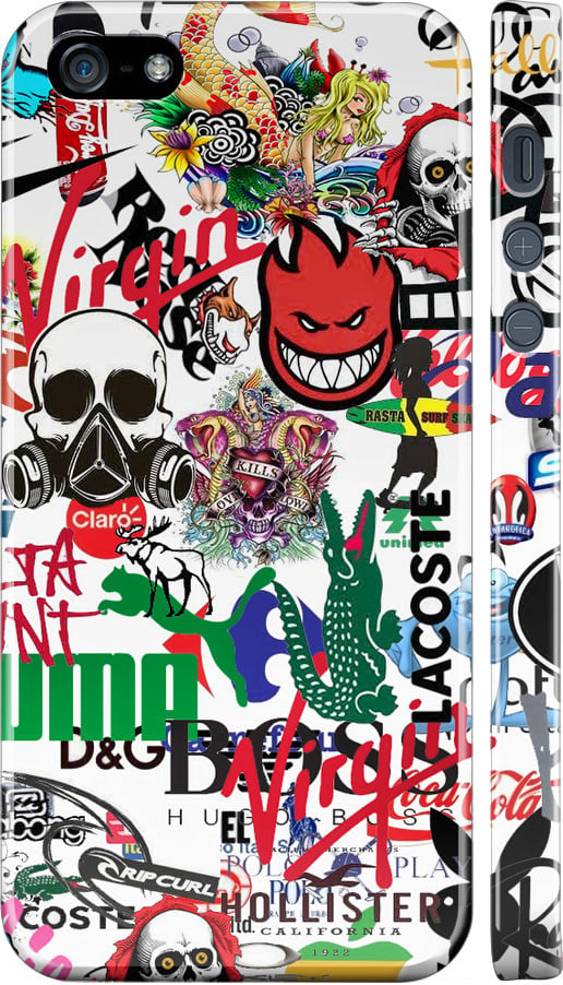 Чехол на iPhone 5 Many different logos (4022m-18-42517)