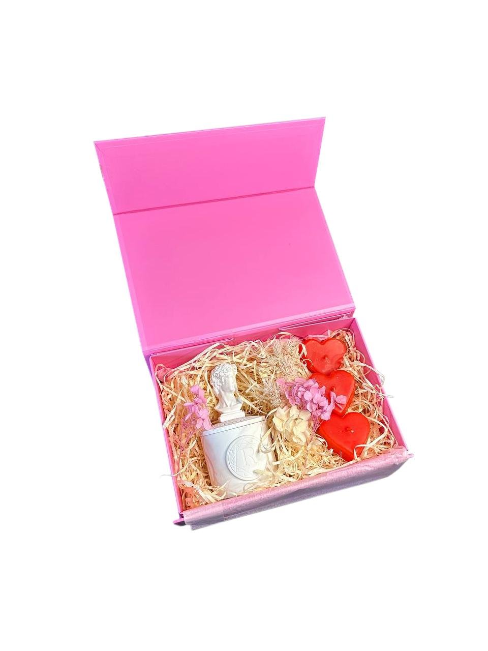 Набор аромасвечей подарочный в коробке с бантом 4 шт. Розовый (ST0250)