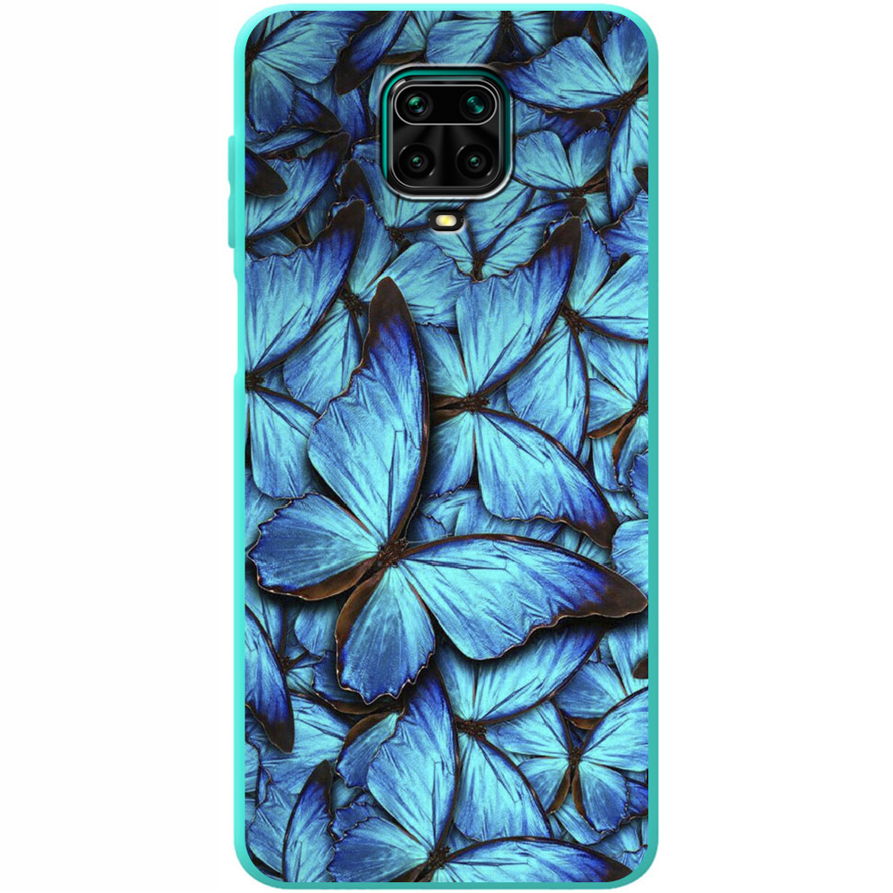Чехол Boxface Xiaomi Redmi Note 9S лазурные бабочки Мятный силикон (39475-up1550-39917)
