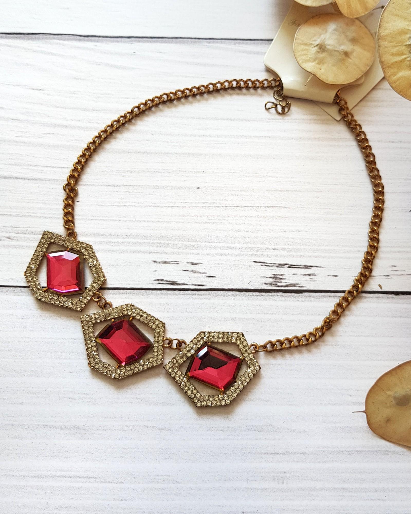 Кольє жіноче з камінням Fashion Jewelry 5752 Рожевий