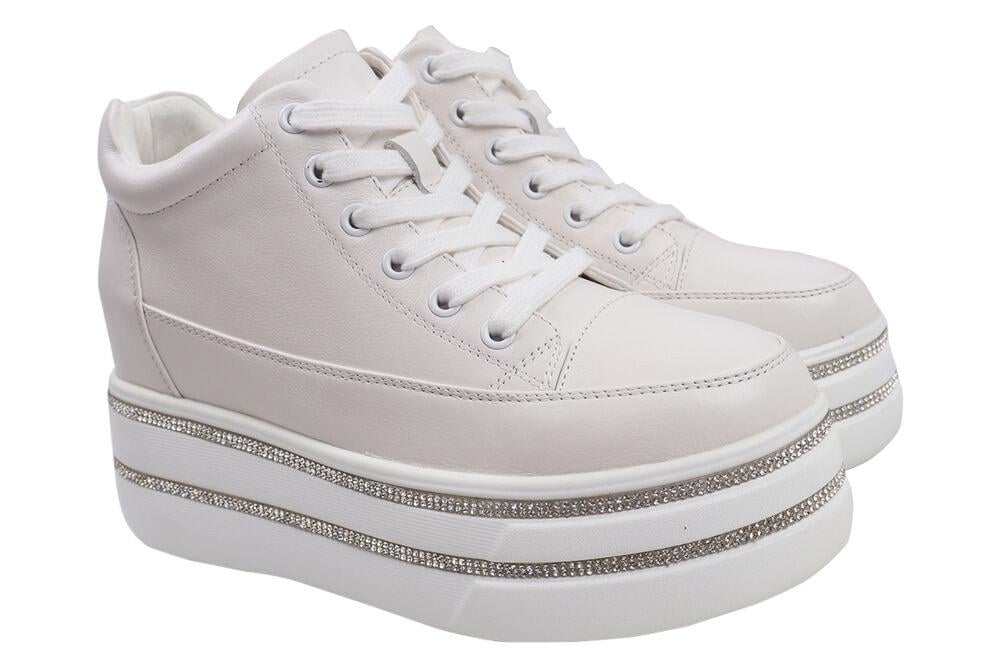 Ботинки женские Berkonty на платформе из кожи на шнуровке р. 39 Белый (282--20DHCPF)