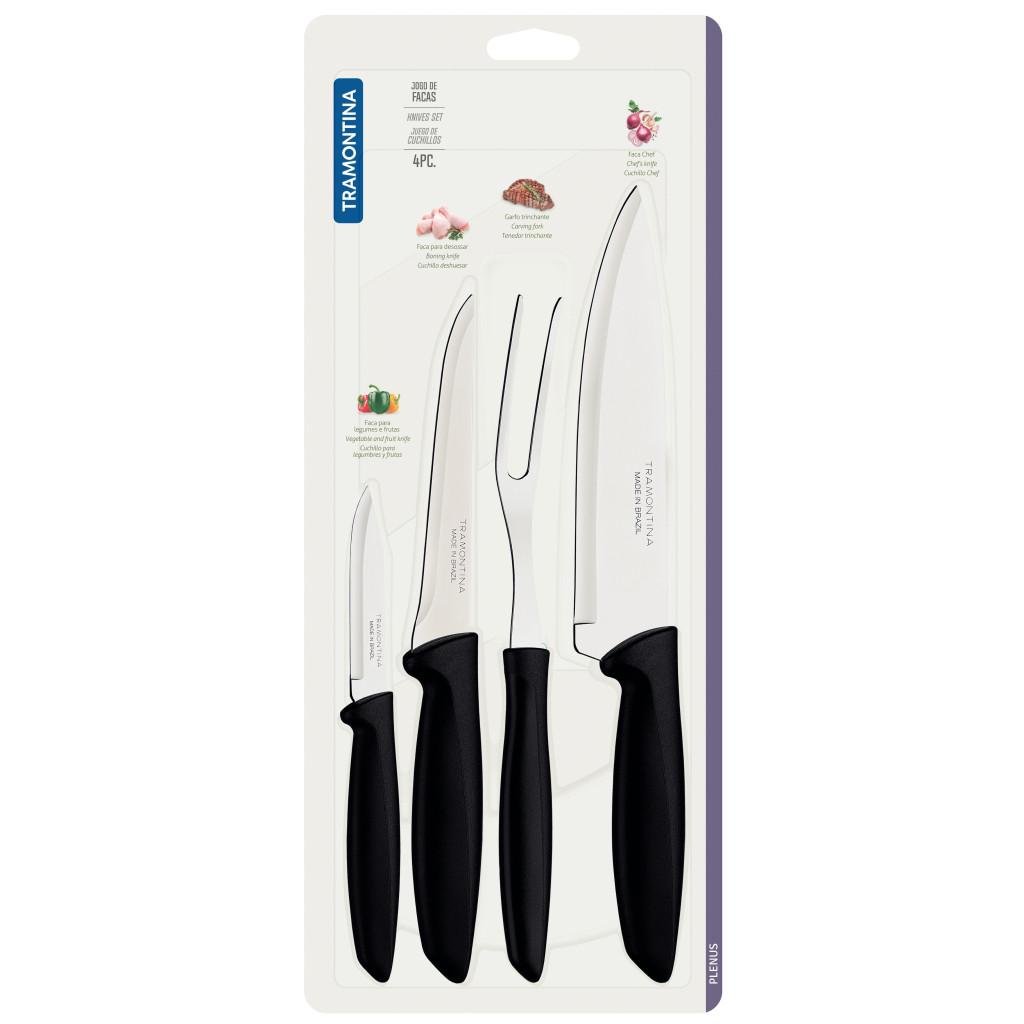 Набір ножів Tramontina Plenus 4 шт. Black (23498/031) - фото 3 Набір ножів Tramontina Plenus 4 шт. Black (23498/031) - фото 3