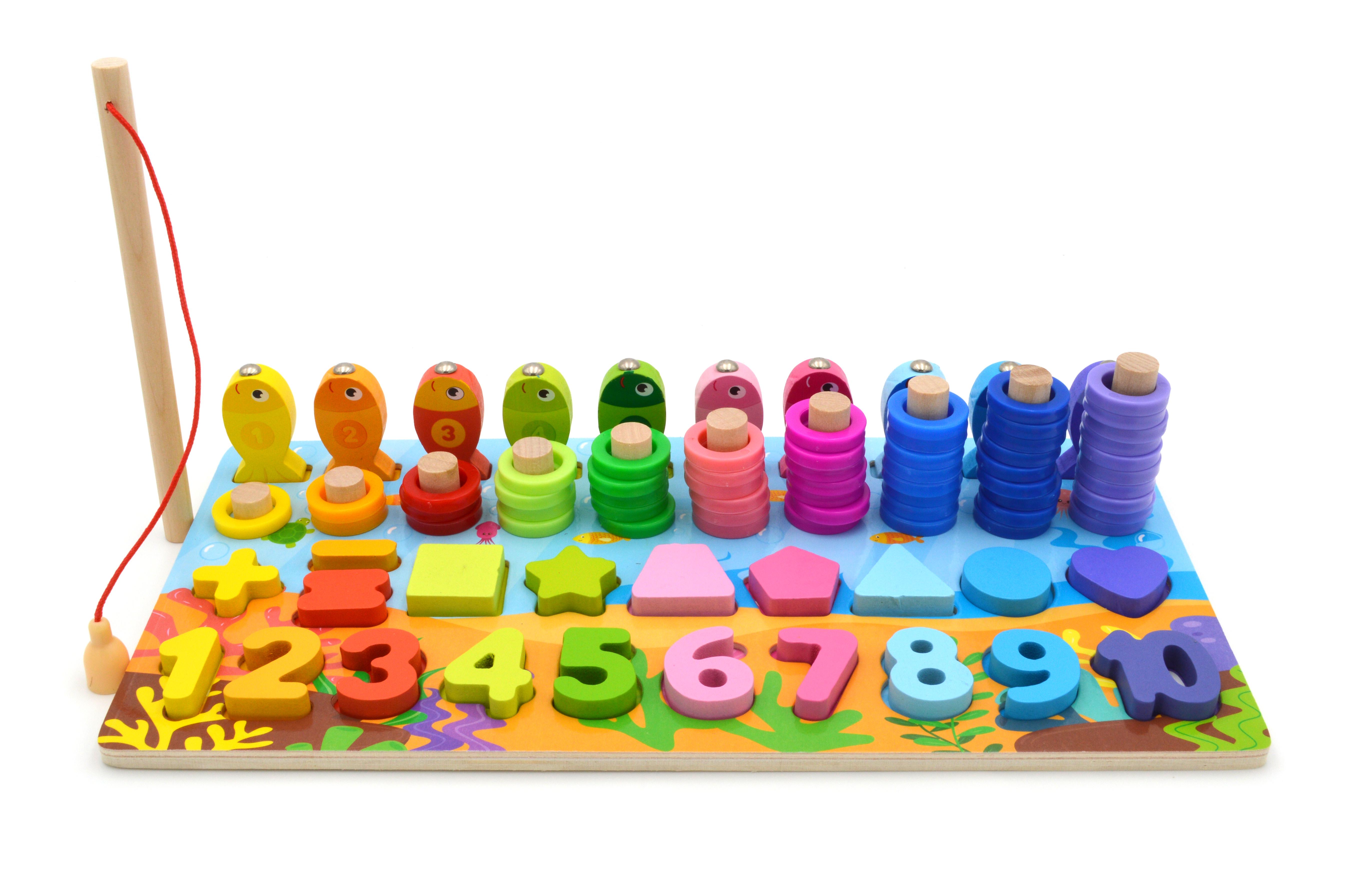 Логическая доска деревянная сортер/рыбалка/цифры/формы/цвета (32521) - фото 2 Логическая доска деревянная сортер/рыбалка/цифры/формы/цвета (32521) - фото 2