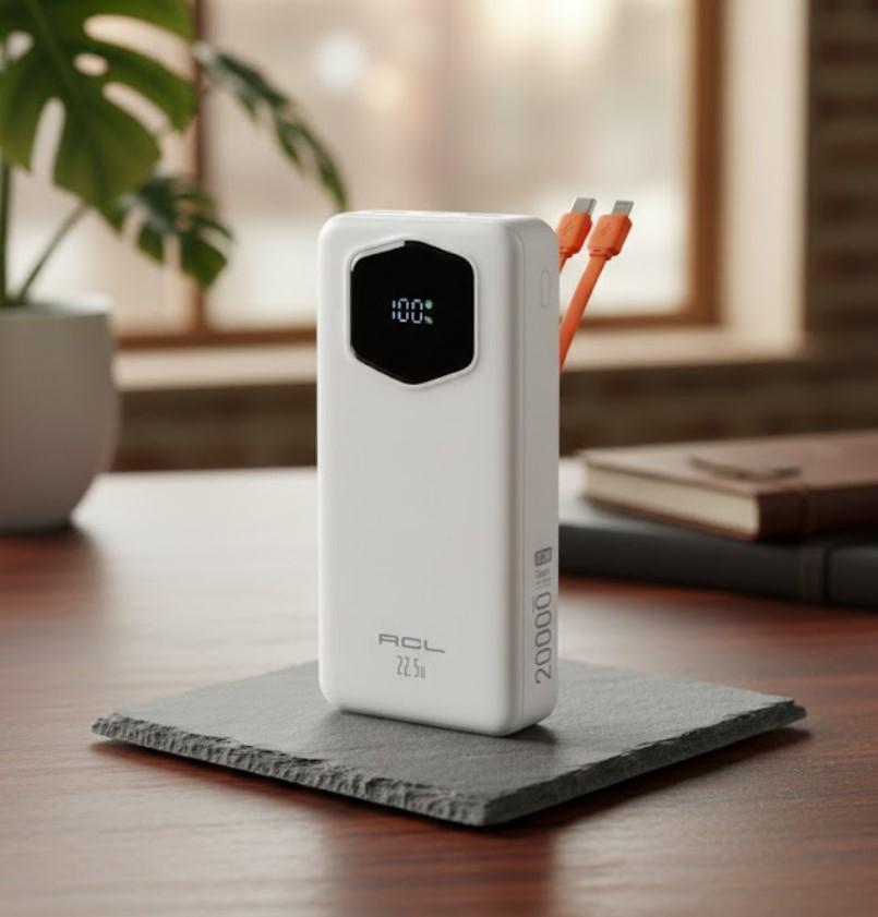 Повербанк ACL PW-140 20000 mAh с быстрой зарядкой Белый (2104618843)