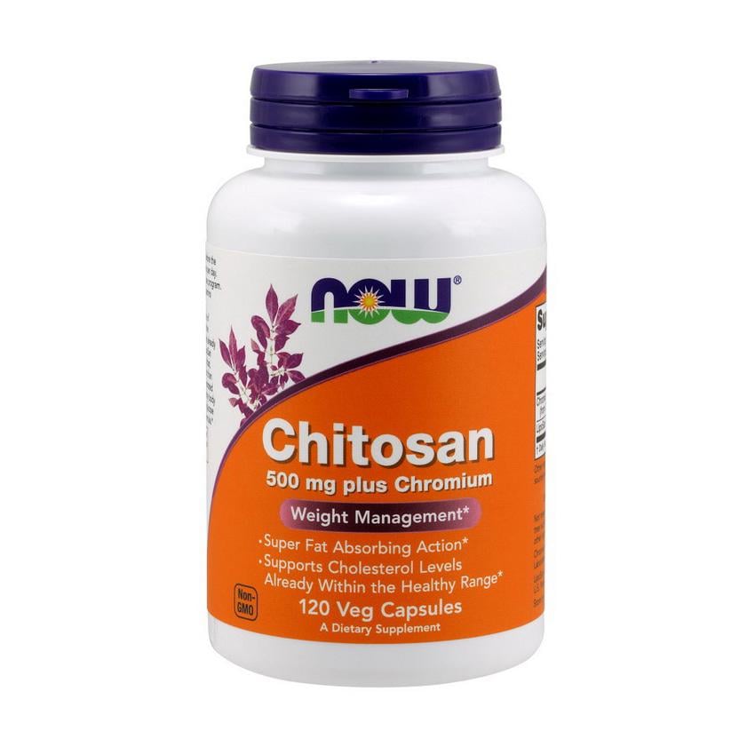 Хитозан NOW Chitosan 500mg plus Chromium 120 вег. капс.