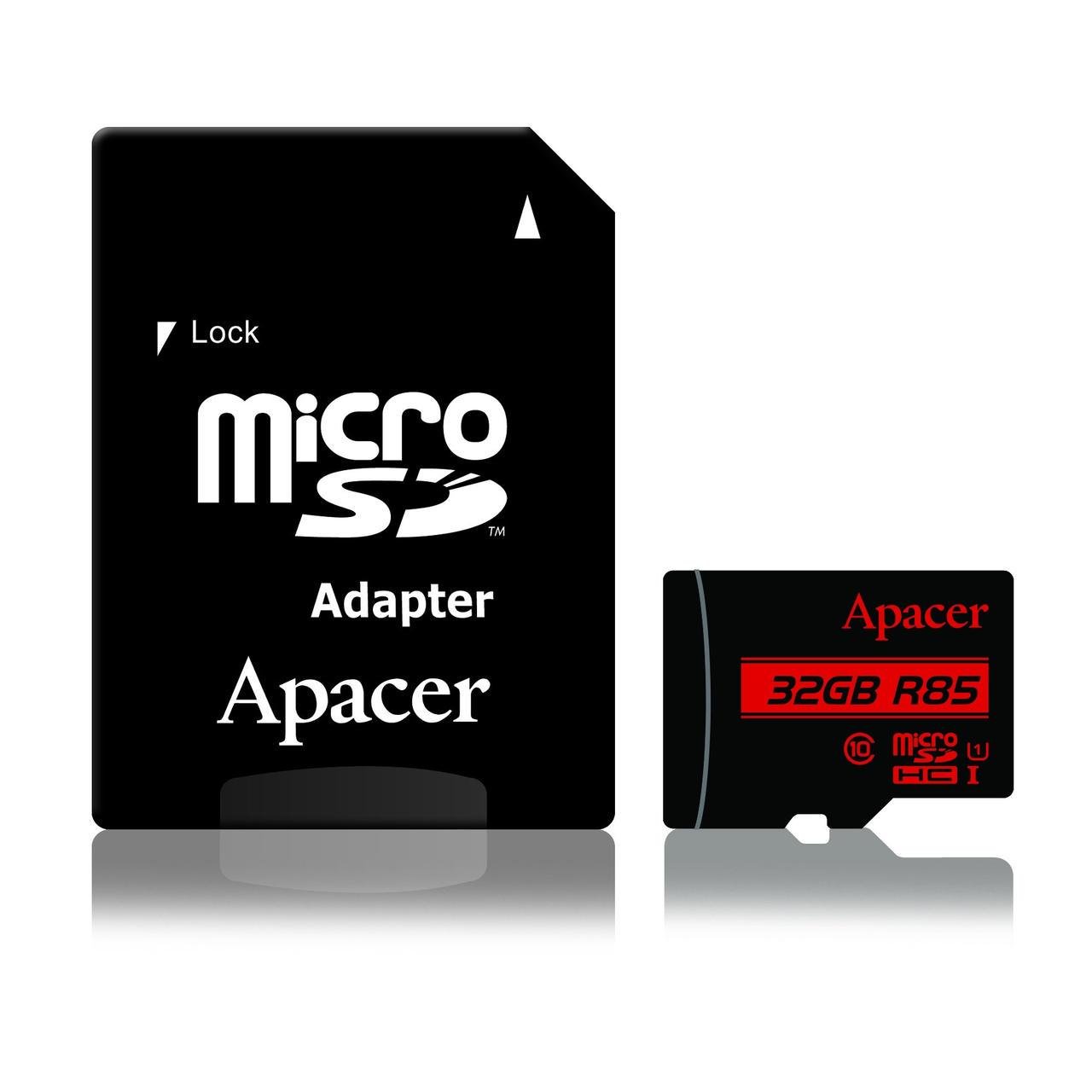 Карта памяти microSDHC UHS-1 Apacer 32 Гб С10 + SD адаптер (AP32GMCSH10U5-R)