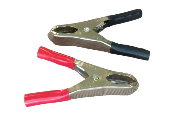 Зажим крокодил электрический ЗКС-7 75 мм 30А пара Черный/Красный (1701)