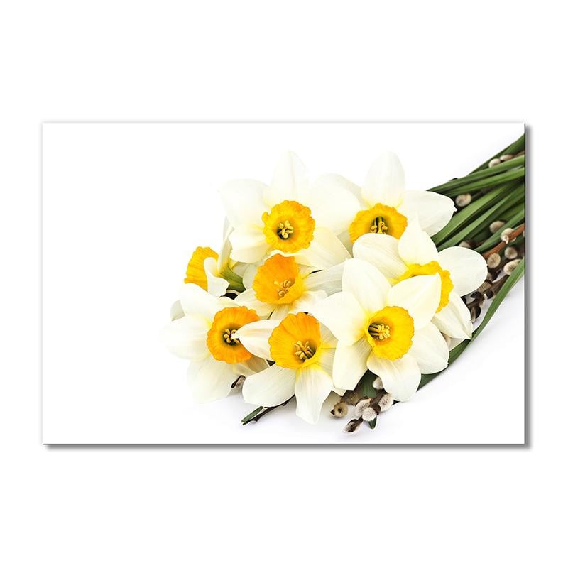 Картина модульная Весенний букет нарциссов и котиков 1 модуль 60x90 см