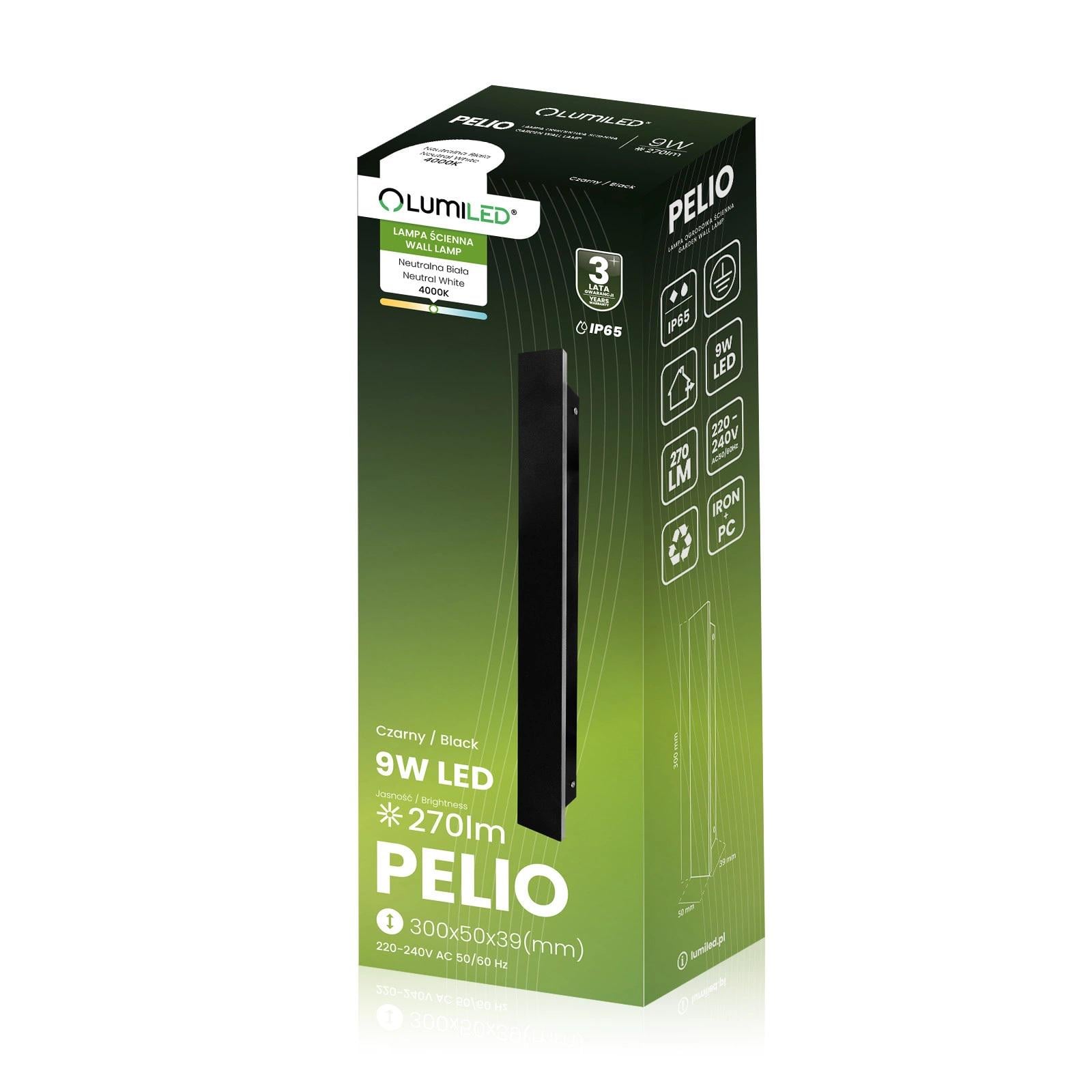 Светильник светодиодный фасадный Lumiled Pelio 30 см LED 230В 9 Вт 4000 K IP65 Черный (10618)