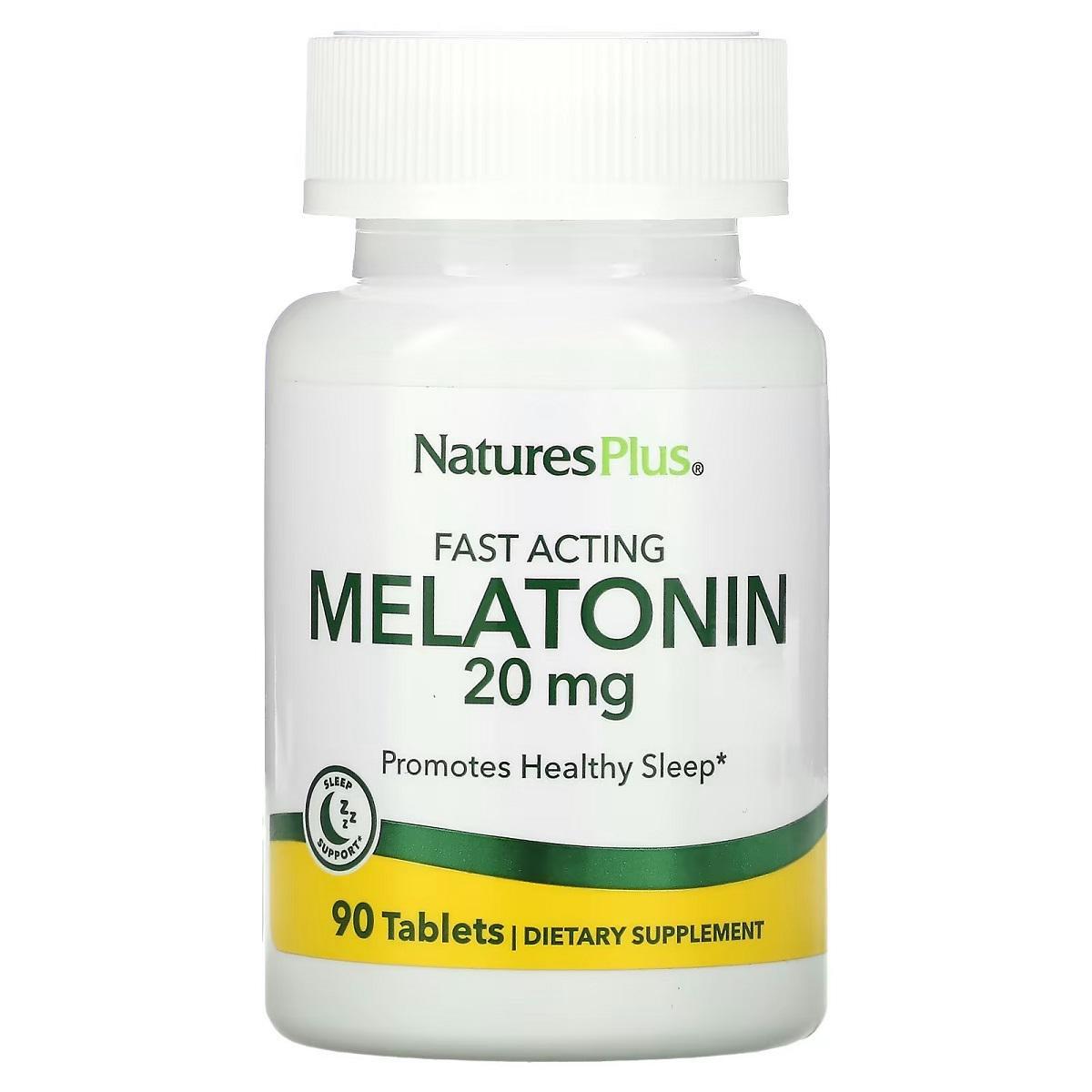 Мелатонин Natures Plus Fast Acting Melatonin быстродействующий 20 мг 90 таблеток