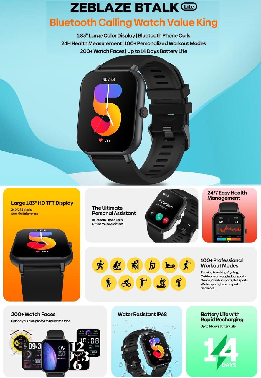 Смарт-годинник Zeblaze Btalk Lite Pink (25397405) - фото 7 Смарт-годинник Zeblaze Btalk Lite Pink (25397405) - фото 7