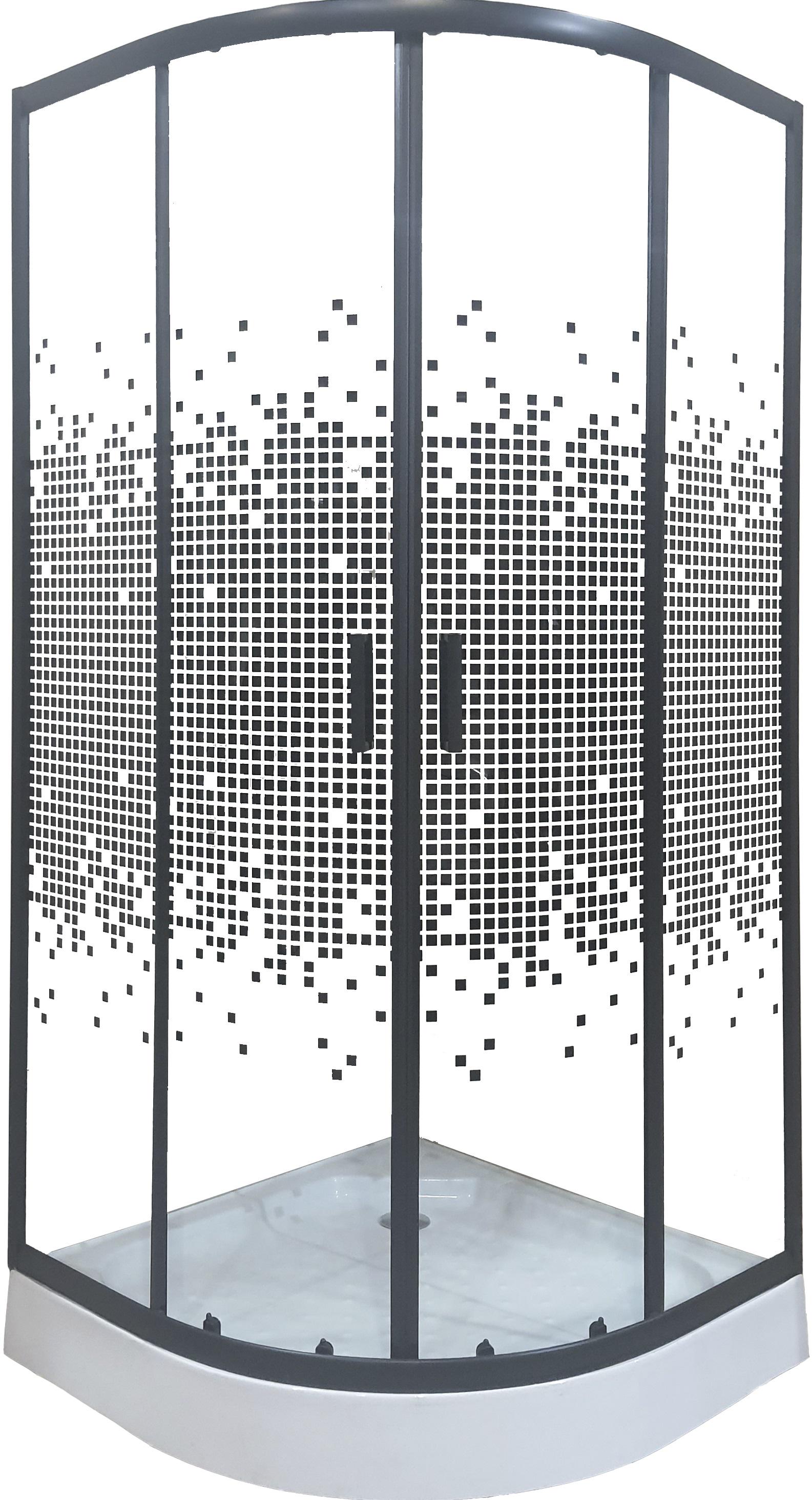 Душевая кабина Sunway BS-3 на низком поддоне прозрачное закаленное стекло 5 мм с рисунком пиксель 90x90 см (12513084)