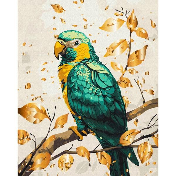 Картина по номерам BrushMe Изумрудный попугай BS54123 с красками металлик холст на подрамнике 40x50 см (2322582338)