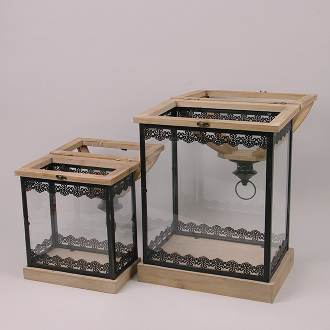 Комплект деревянных фонарей FHQJ2241 2 шт. (39564) - фото 2 Комплект деревянных фонарей FHQJ2241 2 шт. (39564) - фото 2