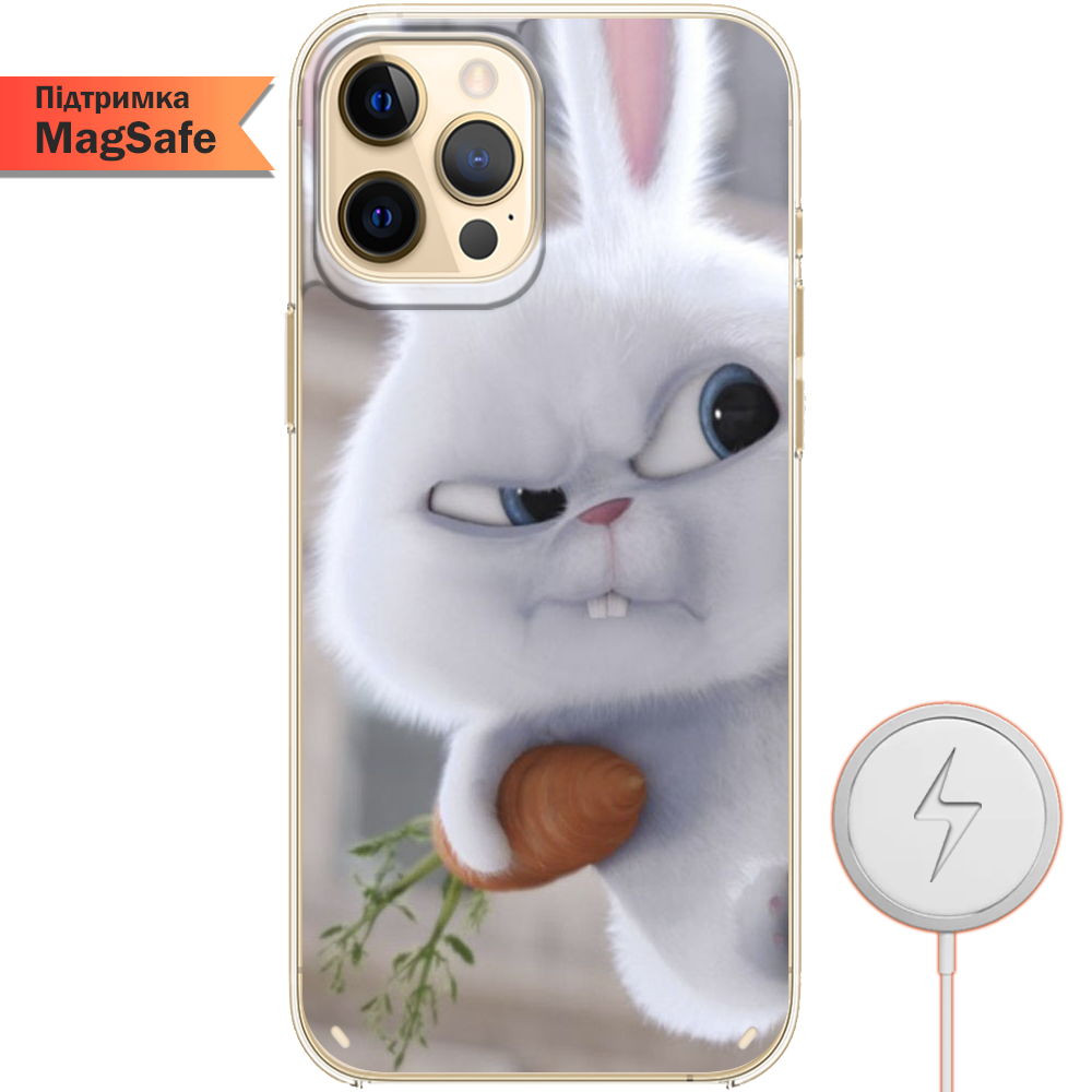 Чехол BoxFace iPhone 12 Pro Rabbit Snowball Прозрачный силикон с поддержкой MageSafe (41086-up1116-41497)