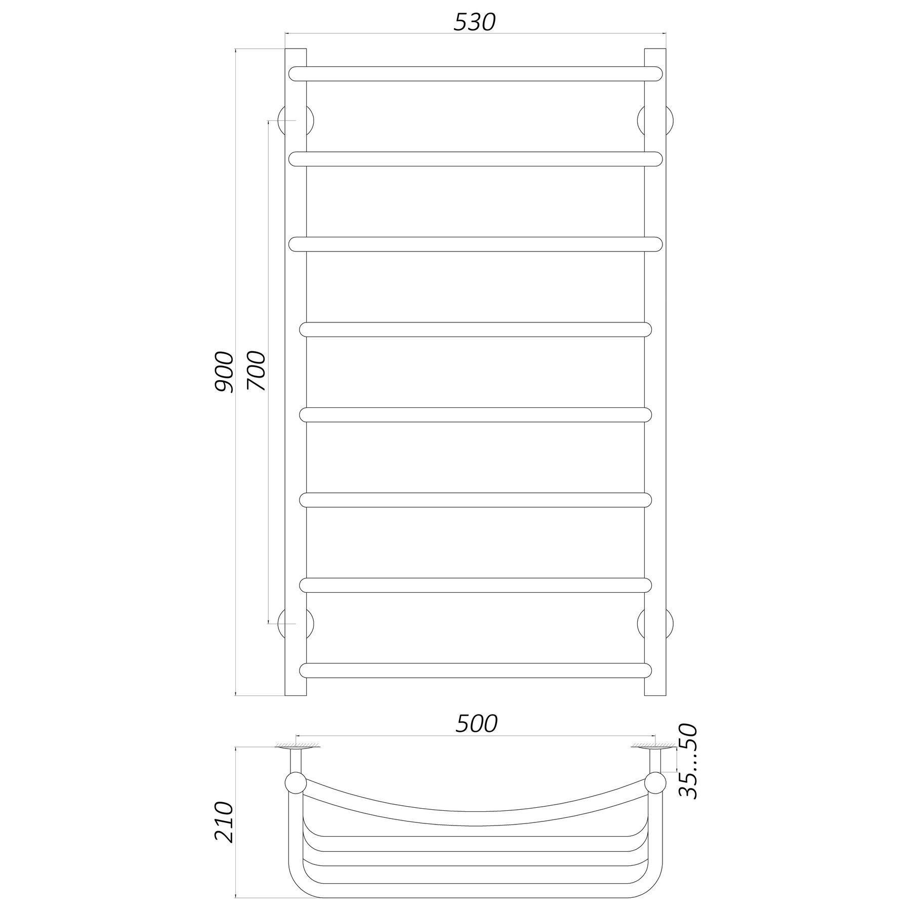 Полотенцесушитель UNIO LКD W 900-500-8 Лестница Каскад Дуга (20869) - фото 4