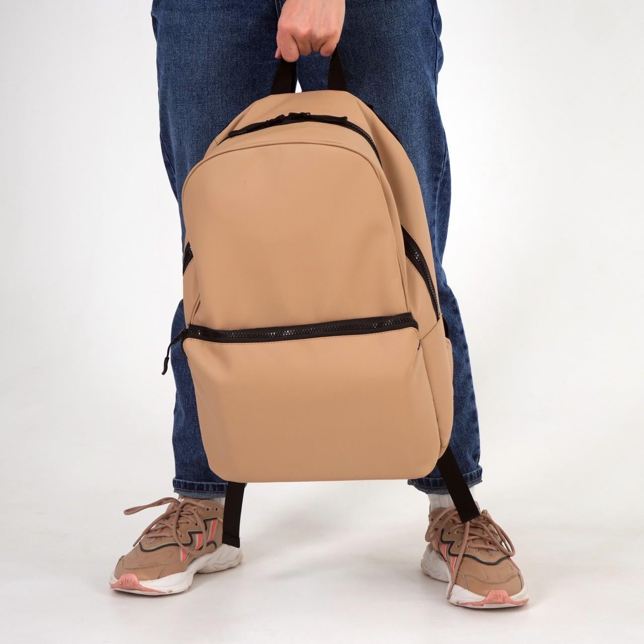 Рюкзак женский Tobeyou из экокожи с отделением под ноутбук Бежевый (421287744)