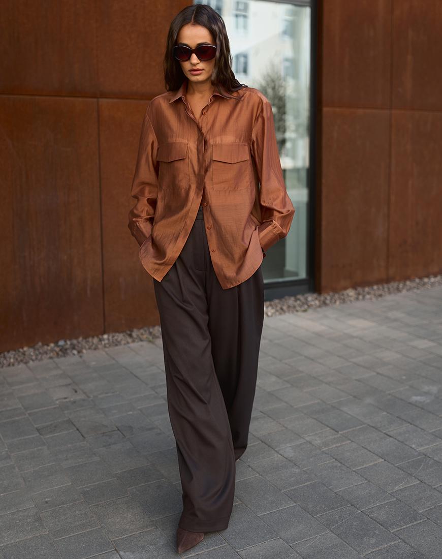 Брюки з защипами жіночі GET DRESSED. коричневі M Брюки з защипами жіночі GET DRESSED. коричневі M