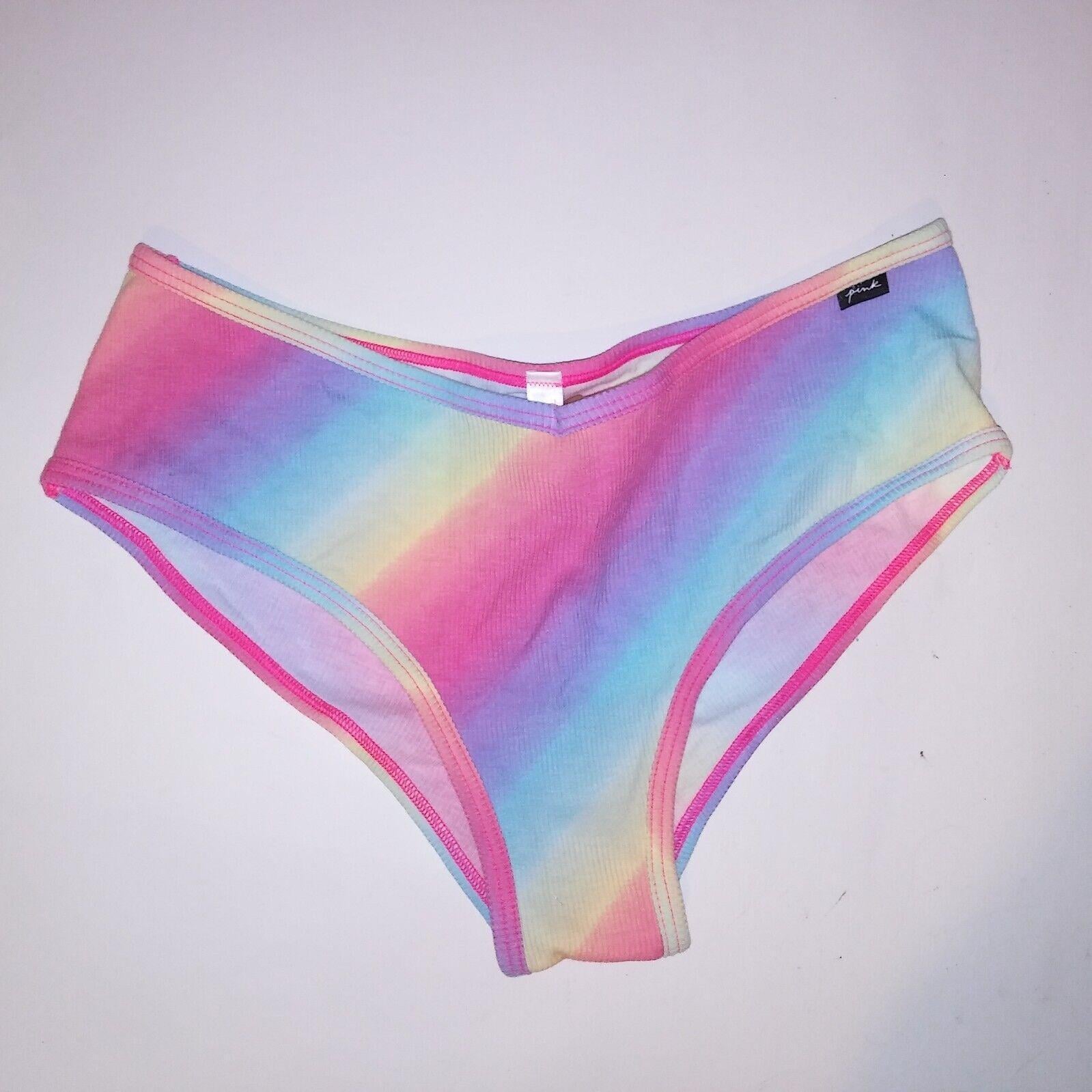 Трусики Victoria’s Secret Pink Cheekster Rainbow Stripe Ribbed Colorful Panty XS Разноцветный (26651595)
