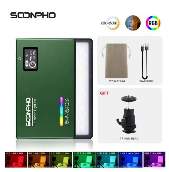 Освітлювач накамерний Soonpho LED P10 RGB 4000 mAh Зелений (27866707) - фото 3