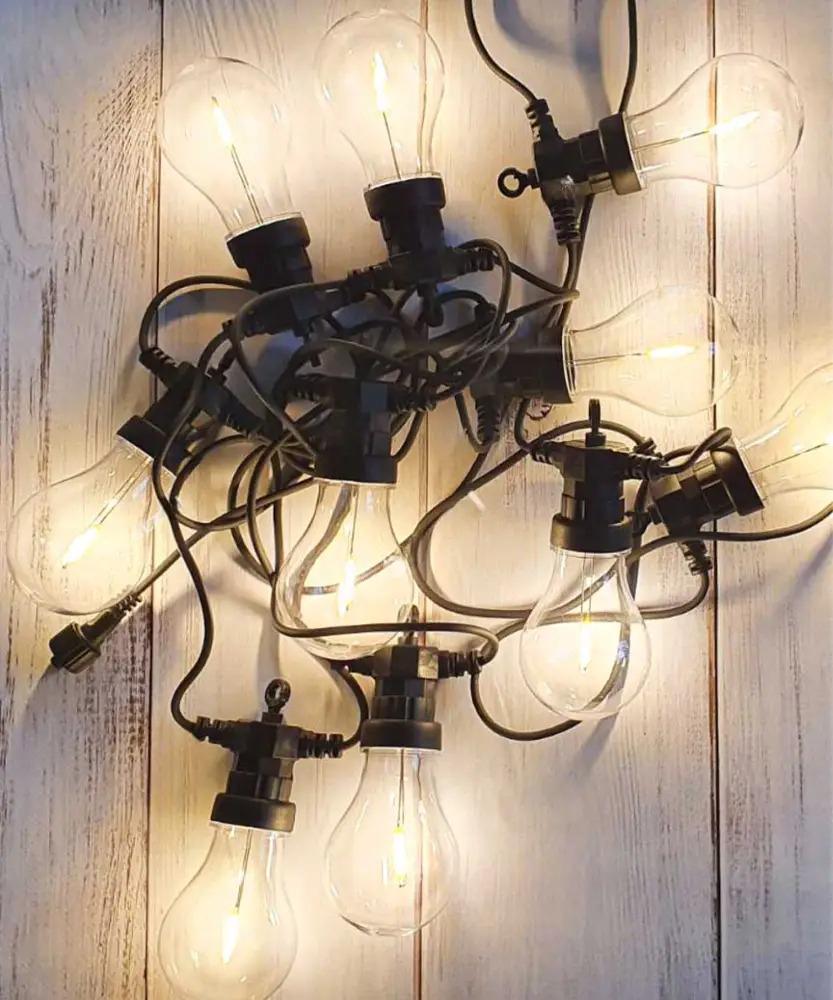 Гирлянда уличная ретро Белт-лайт 10 прозрачных LED ламп 220V IP68 5 м Теплый белый Гирлянда уличная ретро Белт-лайт 10 прозрачных LED ламп 220V IP68 5 м Теплый белый
