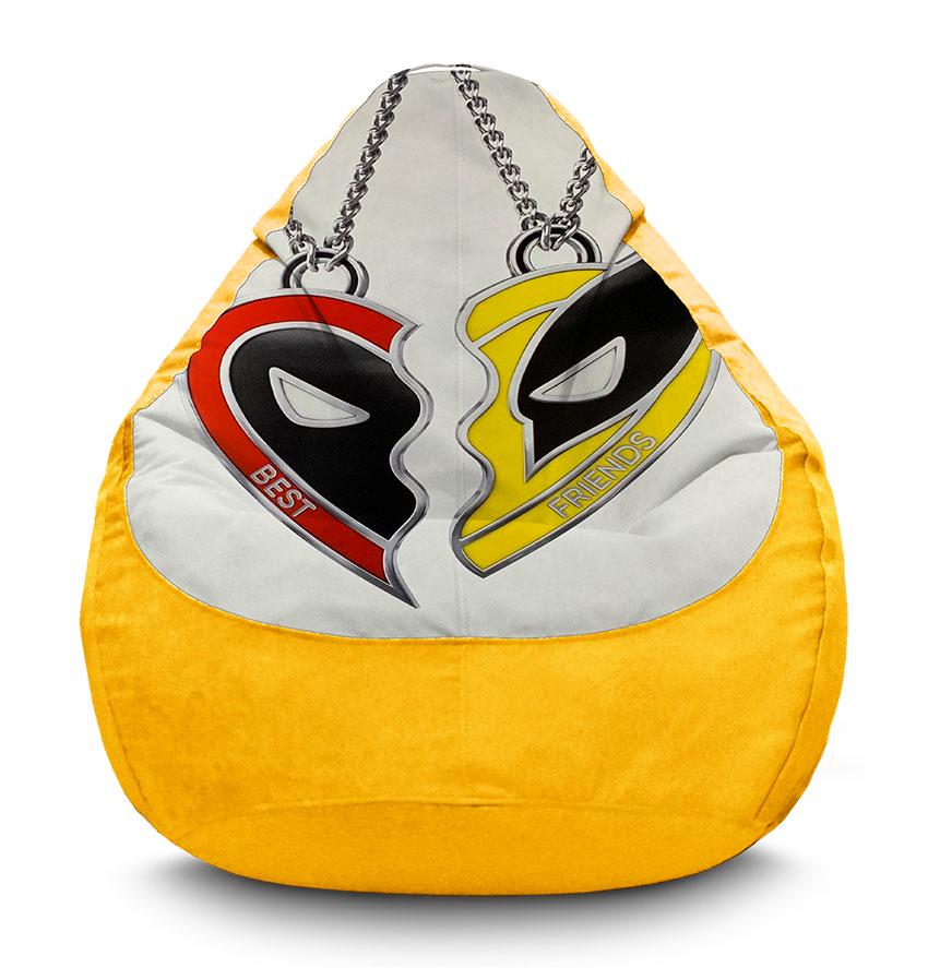 Кресло-мешок iPuff Deadpool and Wolverine Best friends forever флок XXL 90х125 см Желтый (113938-1)