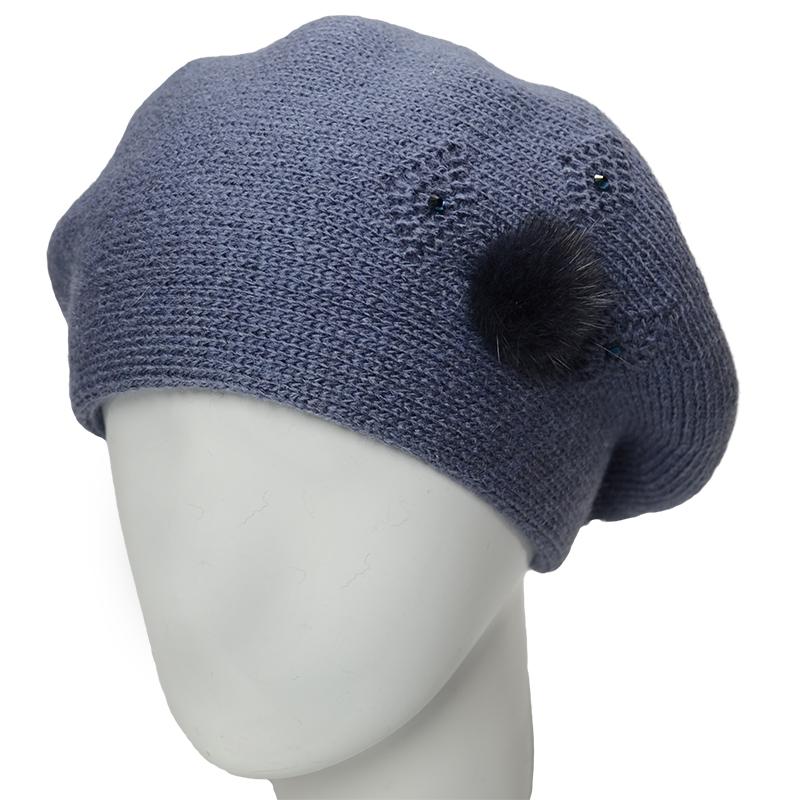 Берет женский Lirus Дреда шерстяной двойной Джинсовый (164053)