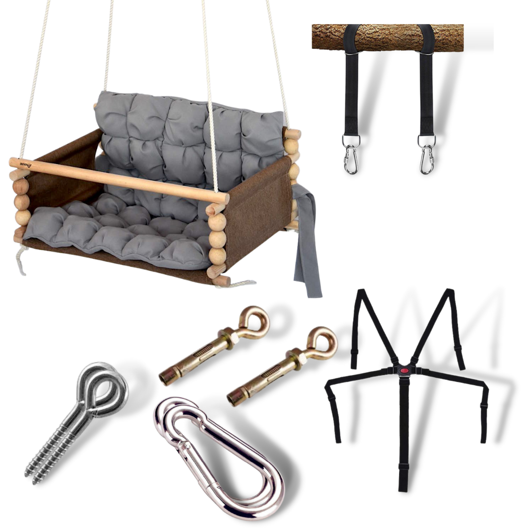 Дитяча гойдалка Infancy Маршмелоу Карамельний/Сірий (9655896)