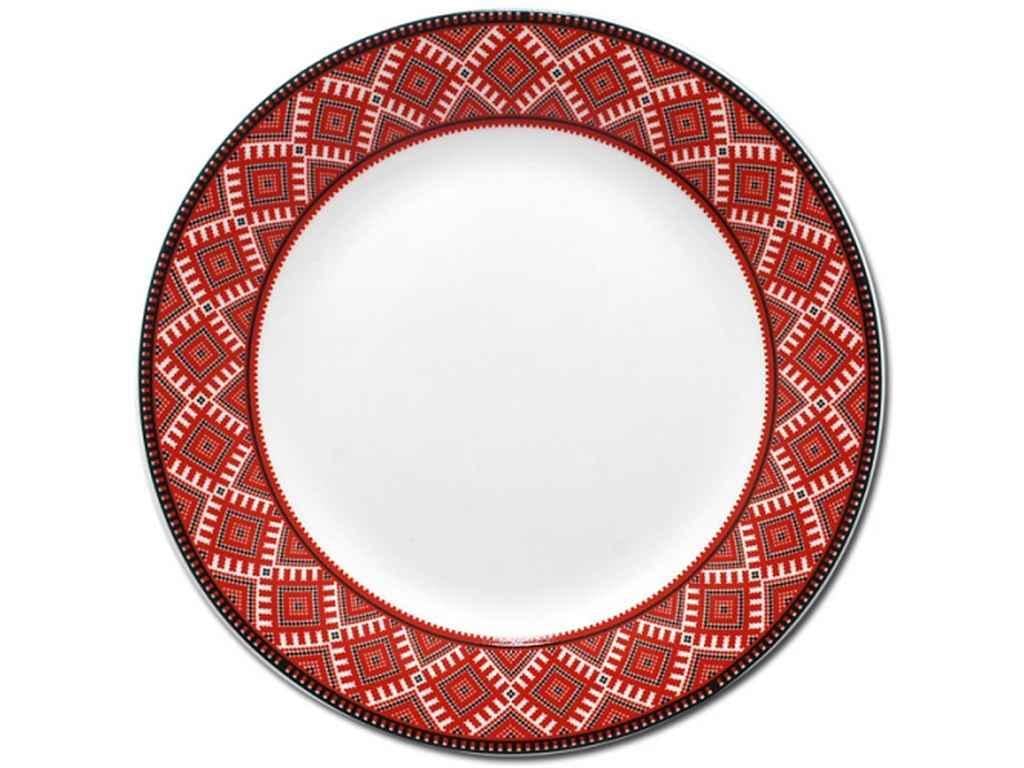 Тарелка SNT №7 Керамика 30000-005 Вышиванка красный ромб 12 шт. (953183)
