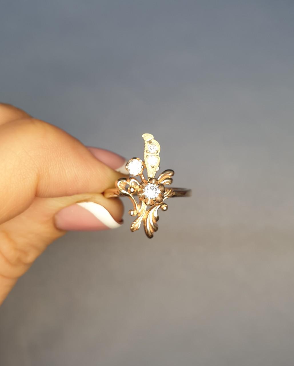 Кольцо позолоченное с кубическим цирконием р. 18 3,34 г (1430578955)