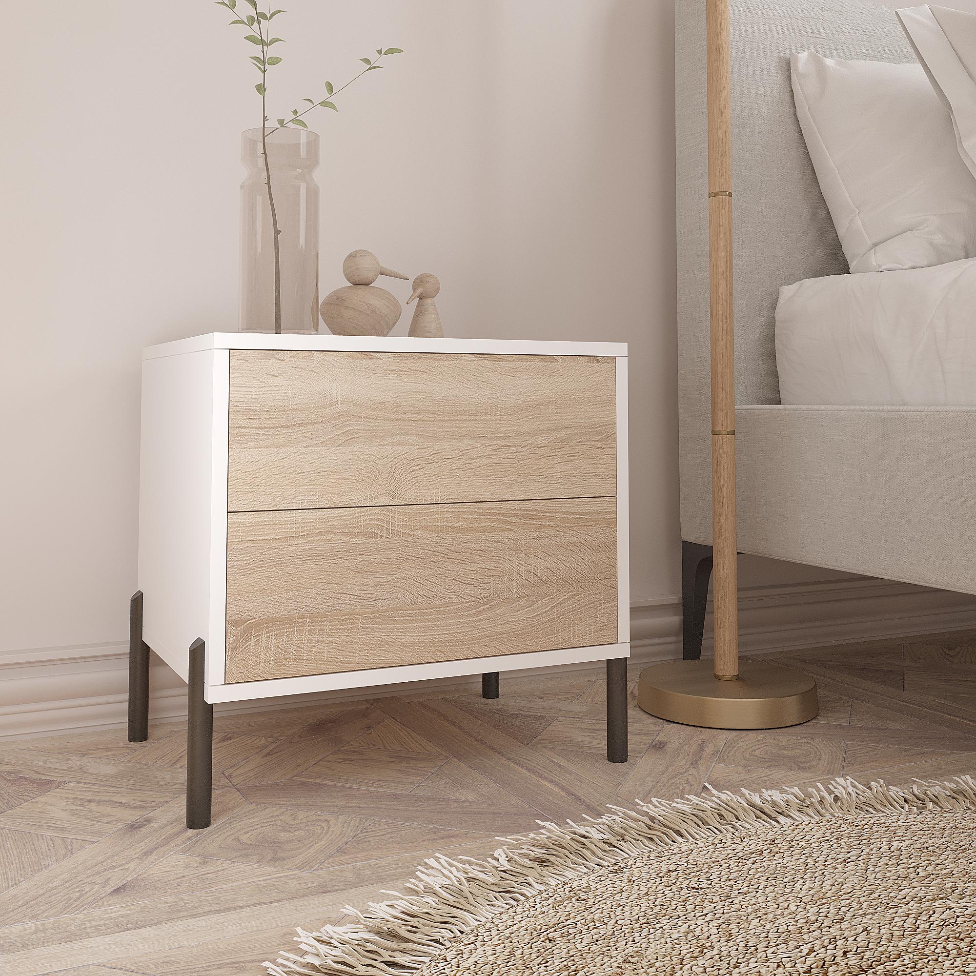 Тумба приліжкова Норді ТУ-Норді 500х500х400мм Білий/Дуб Сонома