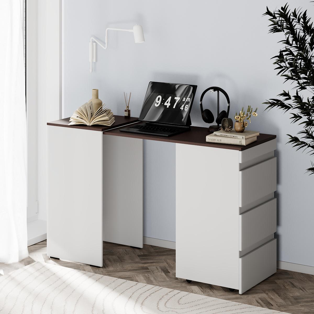 Стіл комод-трансформер Molli 1400x450x756 мм Білий діамант/Дуб Венге (GATB01010500000) - фото 3 Стіл комод-трансформер Molli 1400x450x756 мм Білий діамант/Дуб Венге (GATB01010500000) - фото 3