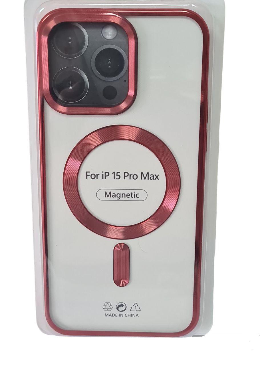 Хромированный Чехол Magnetic с Технологией MagSafe для Apple iPhone 15 Pro Max (6.7") Red