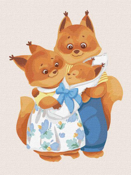 Картина по номерам Маленькая семья белочек