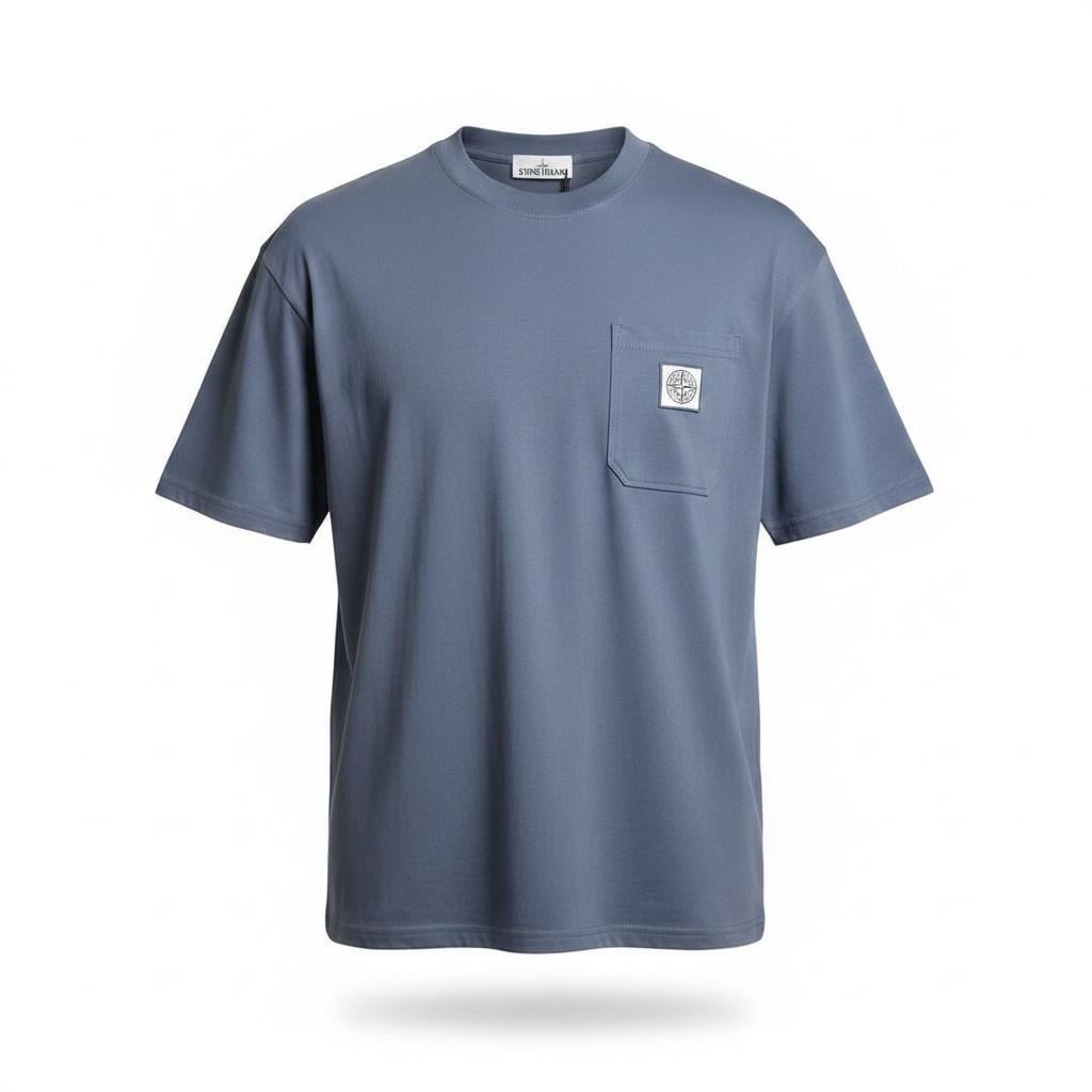 Футболка мужская в стиле Stone Island Compass Embroidered Regular-fit T-Shirt XL Голубой (SI12001.6XL)
