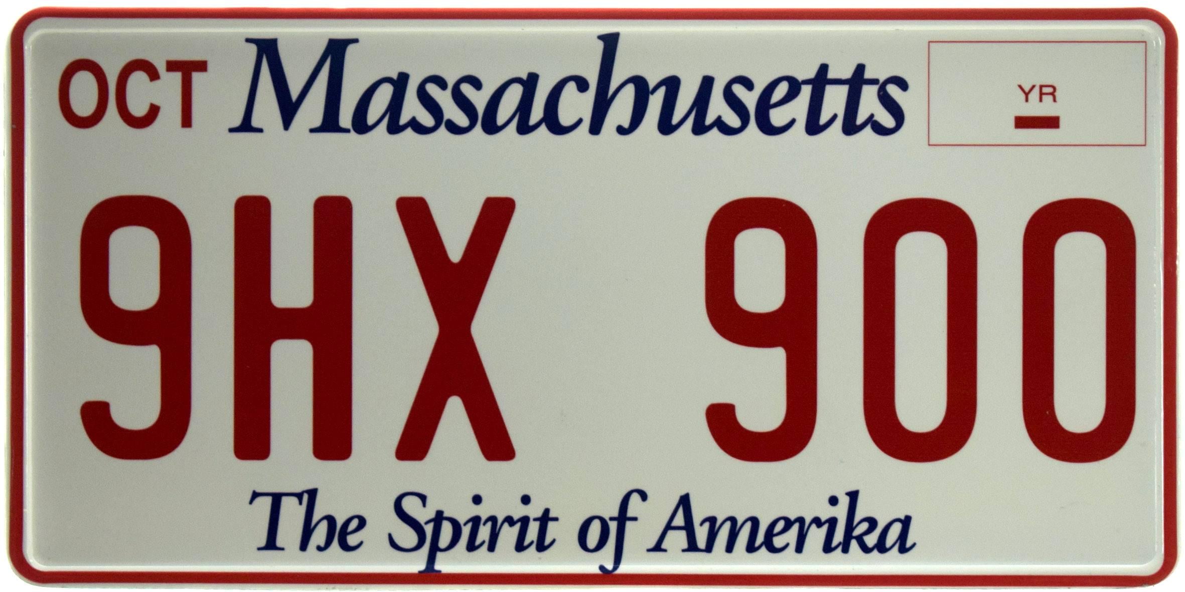 Табличка металева "Massachusetts 9HX 900" 15x30 см (ms-103743)