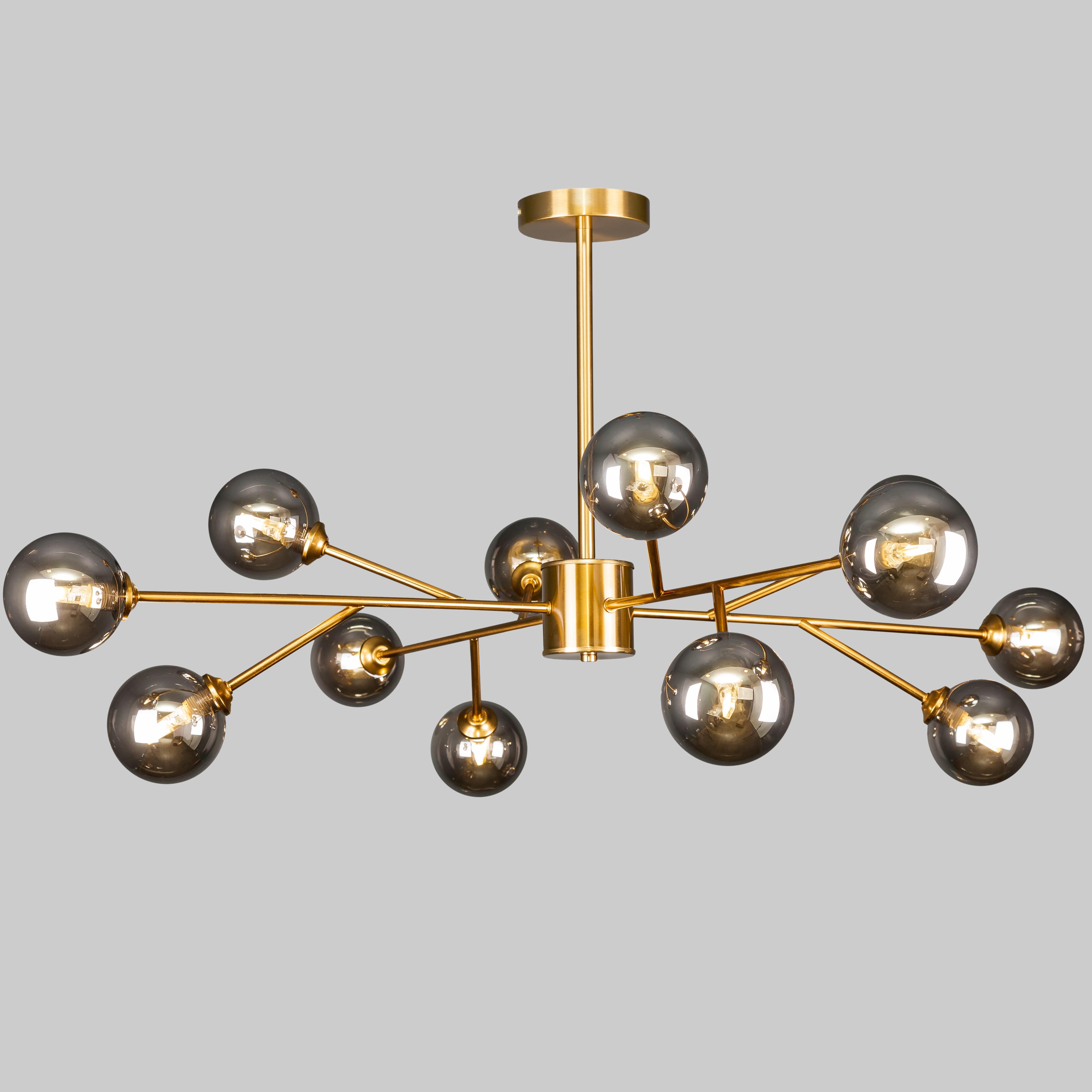 Люстра современная на 12 плафонов Прозрачный (52-9806-12 BRZ+BK)