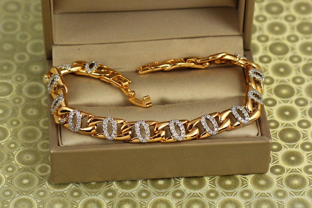 Браслет Xuping Jewelry Пульс з родієм 17 см 8 мм Золотистий