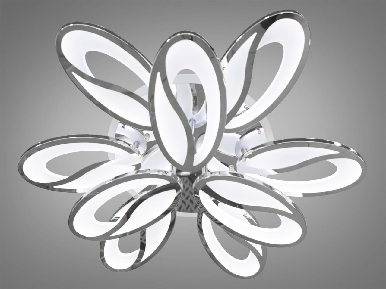 Люстра светодиодная акриловая 8090-6+3HR-LS в гостиную с подсветкой 150W на 21 м2 Хром (1689023560)