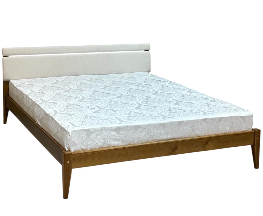 Кровать двуспальная деревянная Скиф Л-258 с мягким изголовьем 140х200 см Тиковое дерево/Твист-1 (27820358)