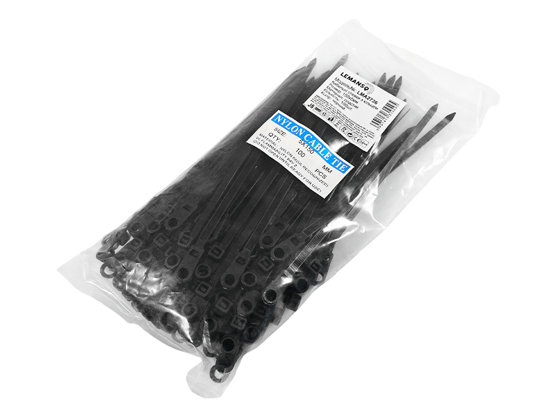 Стяжка кабельная Lemanso LMA2736 150x5 мм с кольцом 100 шт. Черный (8645)