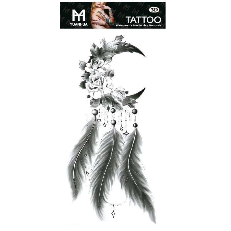 Тату тимчасове водостійке 3D велике Ловець снів три пера FF-111 18х9 см (4419568) Тату тимчасове водостійке 3D велике Ловець снів три пера FF-111 18х9 см (4419568)