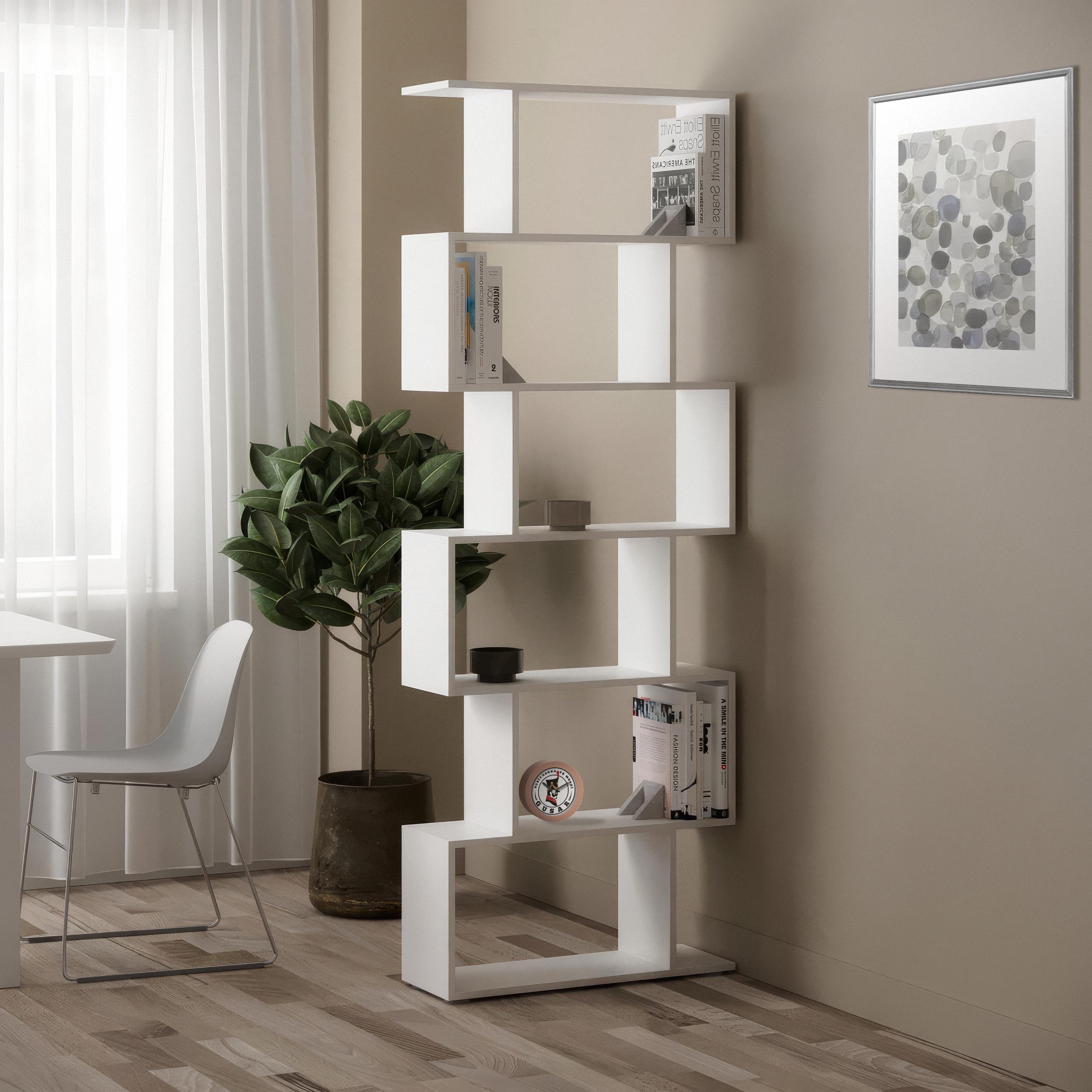 Стеллаж для дома книг и декора на 6 ячеек GT-56 700х238х1922 мм Белый