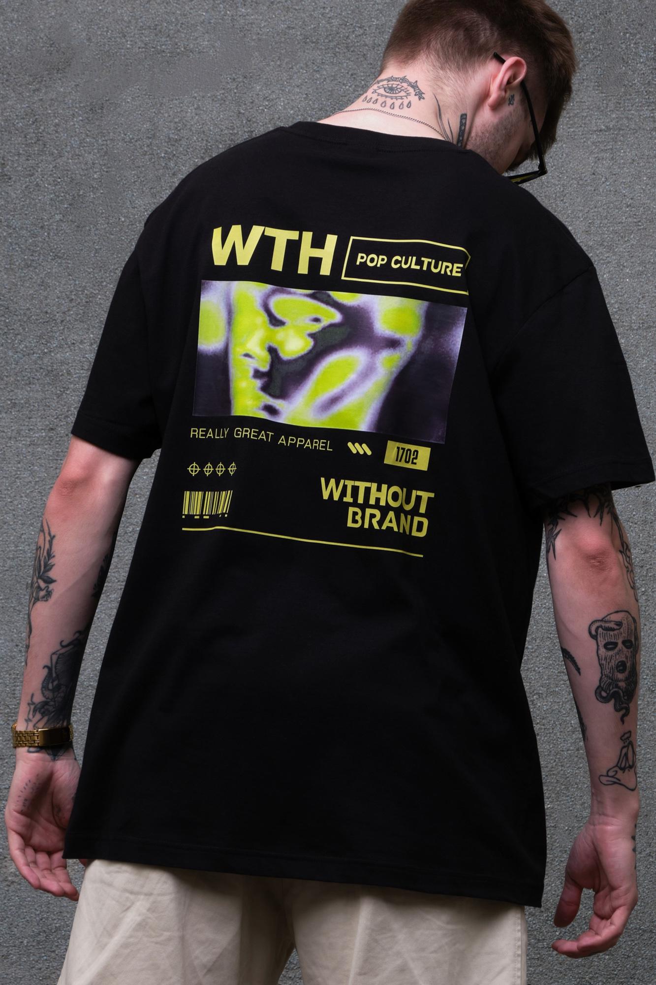 Футболка мужская Without Pop Culture с принтом оверсайз S/M Black (S8049266)