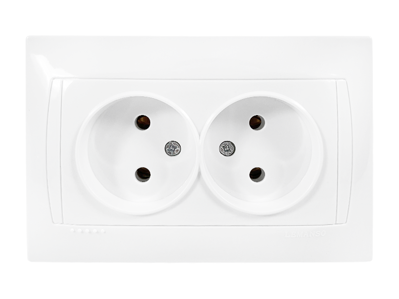 Розетка двойная Lemanso Сакура Белый (LMR1022)